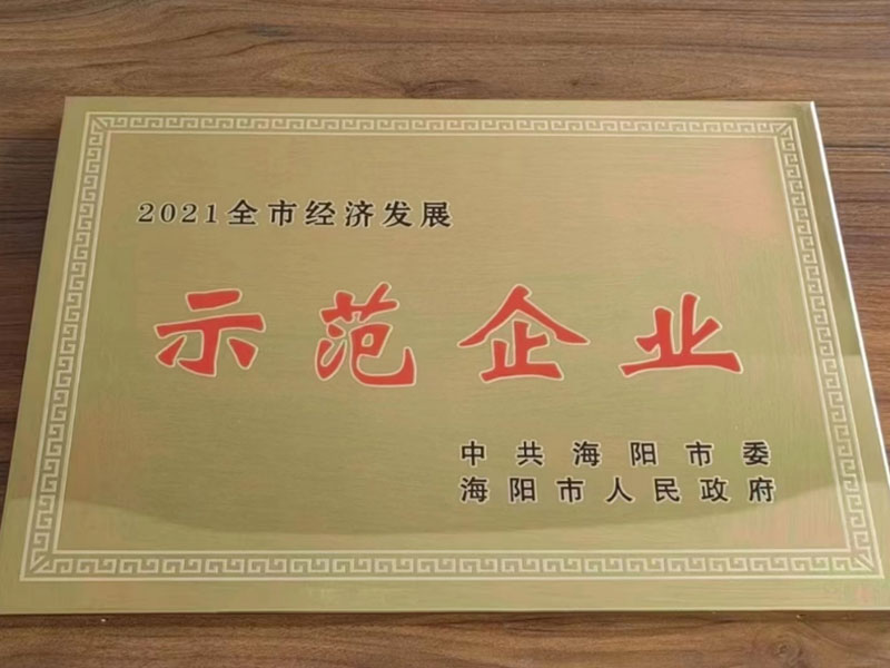山东艾德荣获海阳市“2021全市经济发展示范企业”荣誉称号